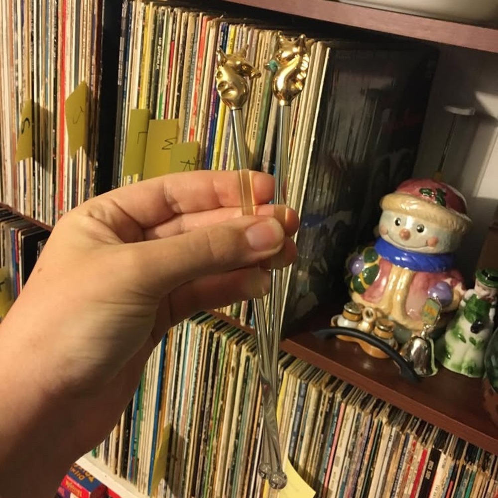 Vintage glass unicorn stir sticks